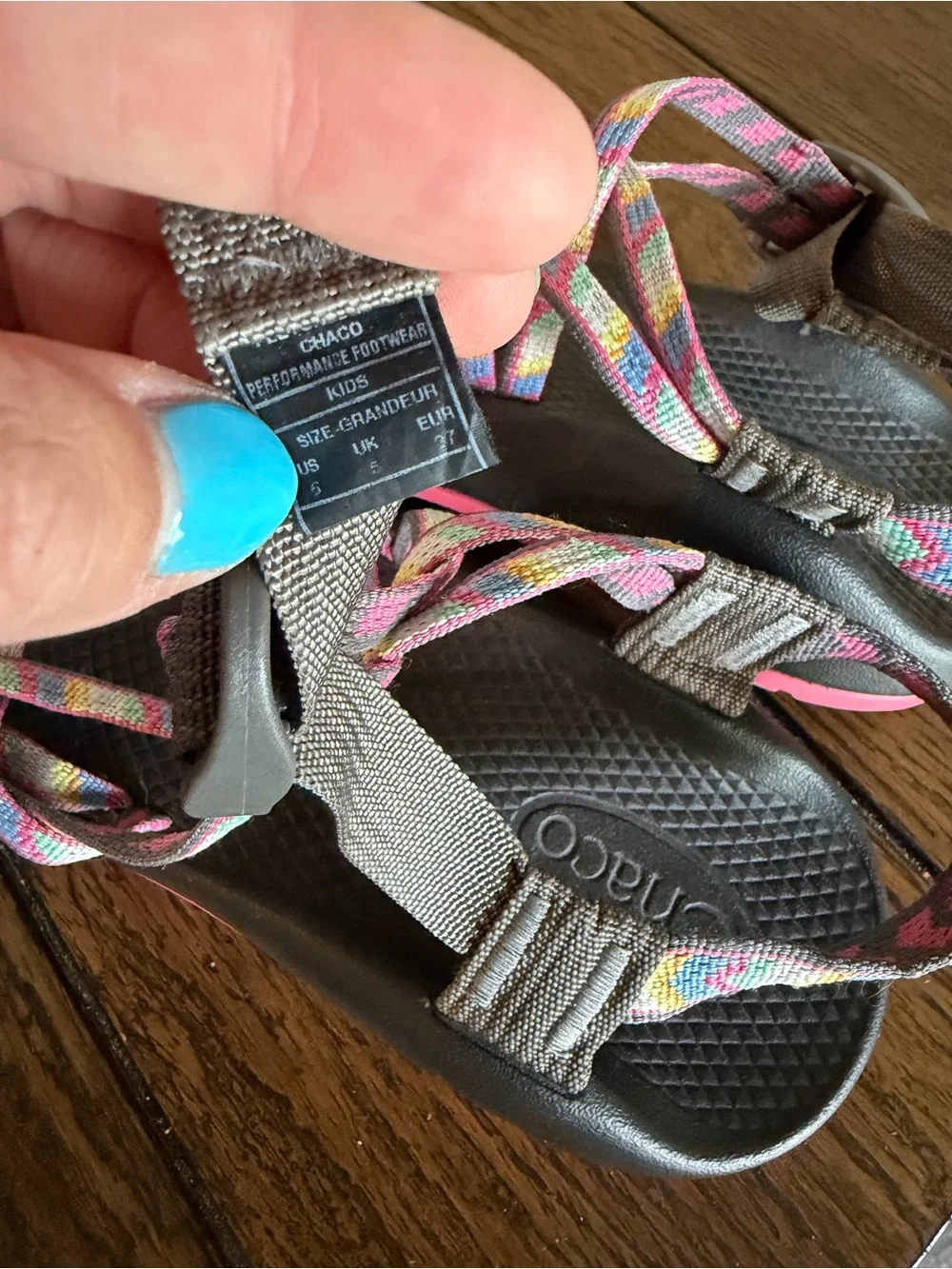 Chacos Youth‎ Size 6 Sandals Blue and Pink Water Shoes Strappy Boho